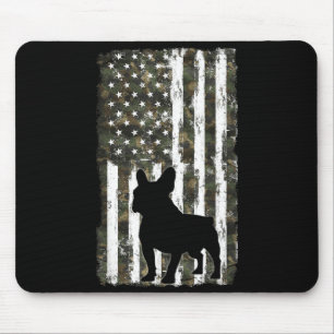 French Bulldog Camouflage American Flag USA Mouse Pad