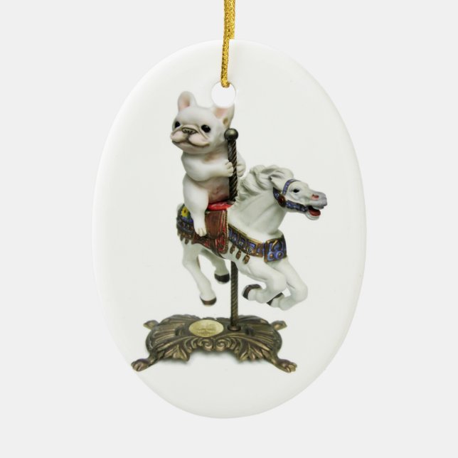 French Bulldog Carousel Ceramic Tree Decoration (Front)