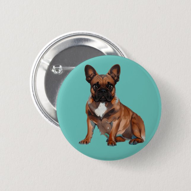 French Bulldog Cartoon French Bulldog 6 Cm Round Badge (Front & Back)