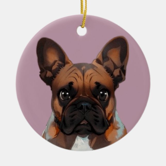 French Bulldog Cartoon French Bulldog Ceramic Tree Decoration (Front)