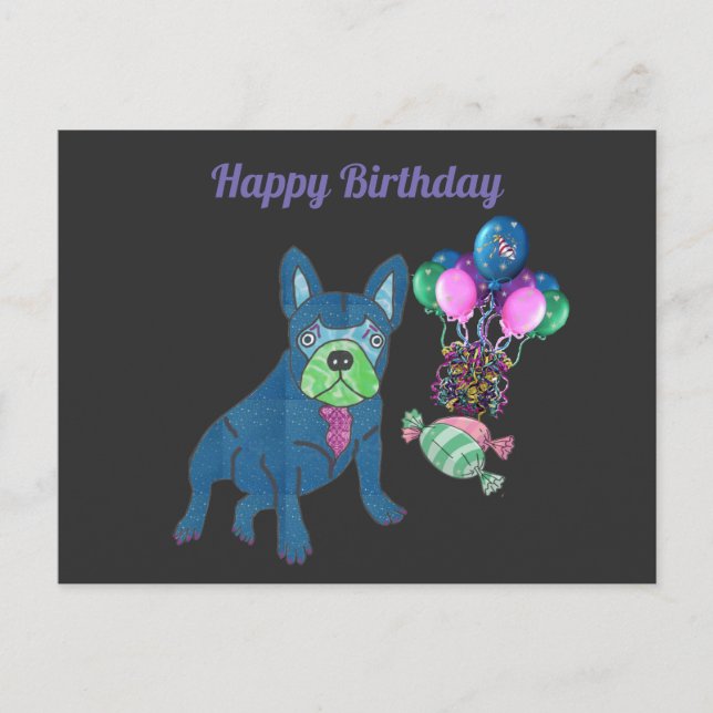 French Bulldog Cartoon French Bulldog Holiday Postcard (Front)