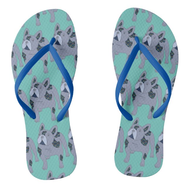 French Bulldog Cartoon French Bulldog  Jandals (Footbed)