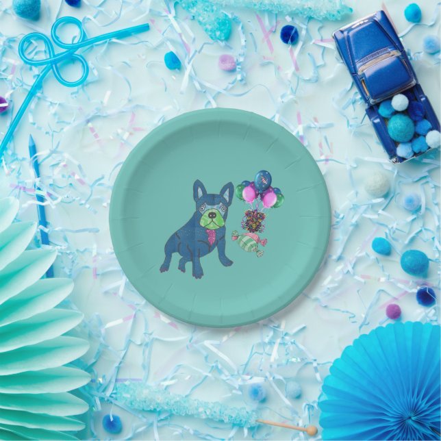 French Bulldog Cartoon French Bulldog Paper Plate (Party)