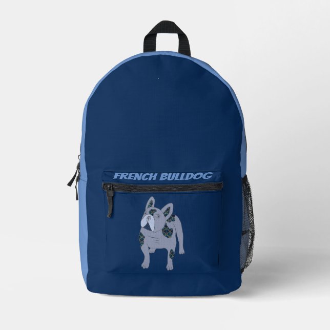 French Bulldog Cartoon French Bulldog Printed Backpack (Front)