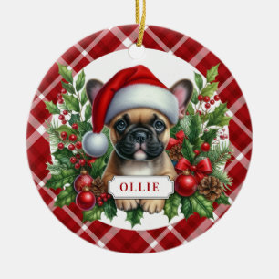 French Bulldog Ceramic Circle Ornament