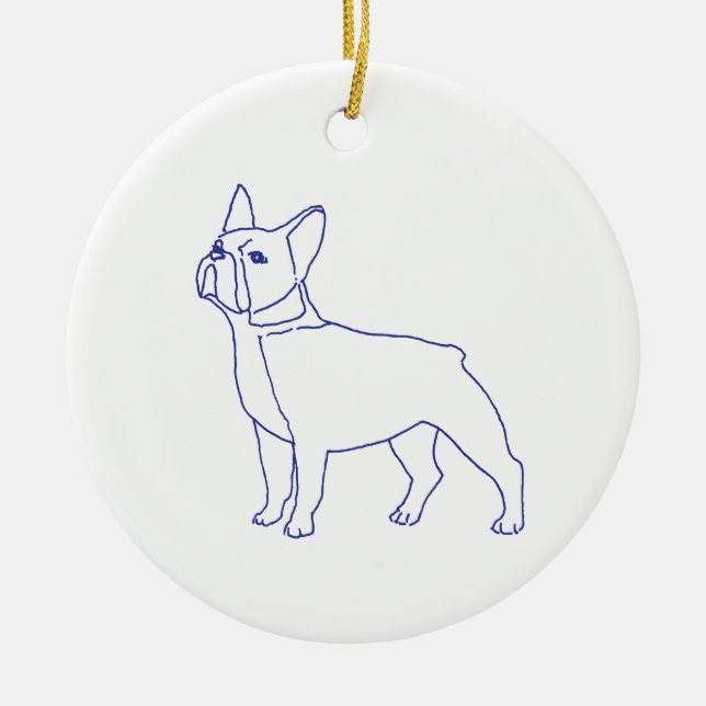 French Bulldog Ceramic Tree Decoration (Front)