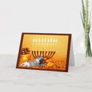 French Bulldog Chanukah Card Menorah