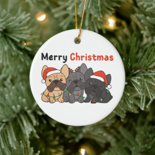 French Bulldog Christmas Animals Cute Dogs Ceramic Tree Decoration