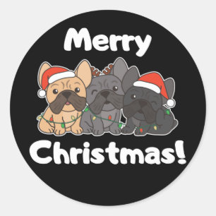 French Bulldog Christmas Animals Cute Dogs Classic Round Sticker