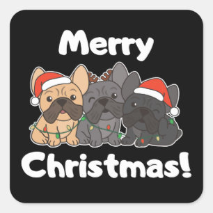 French Bulldog Christmas Animals Cute Dogs Square Sticker