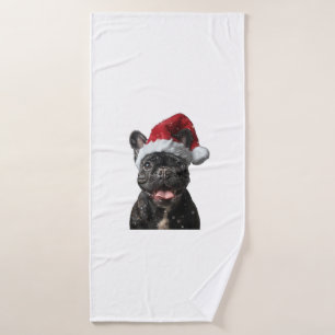 French Bulldog Christmas Bath Towel
