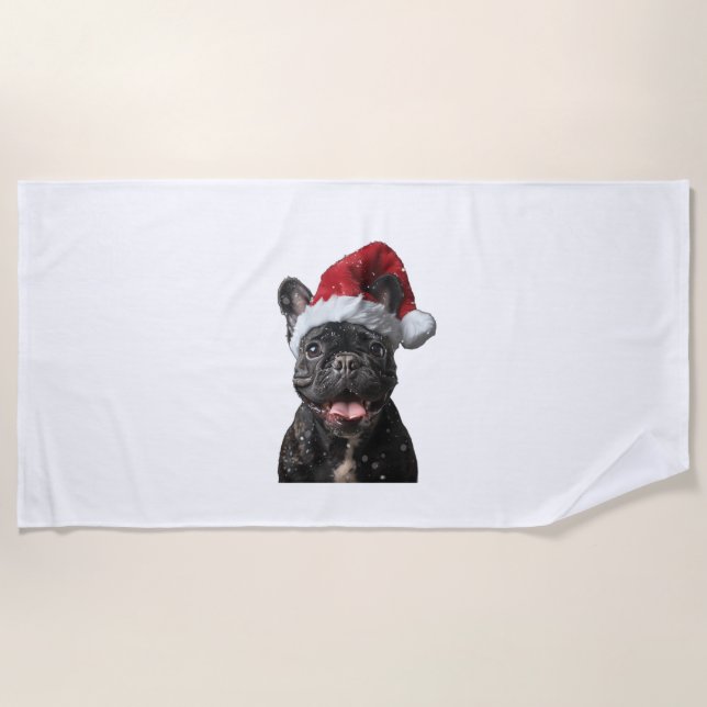 French Bulldog Christmas  Beach Towel (Front)