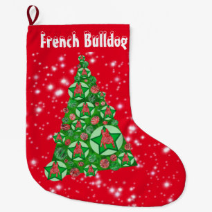 French Bulldog Christmas Big Tree Decoration Red Large Christmas Stocking