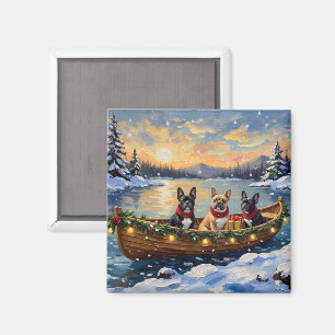 French Bulldog Christmas Boat Holiday Magnet
