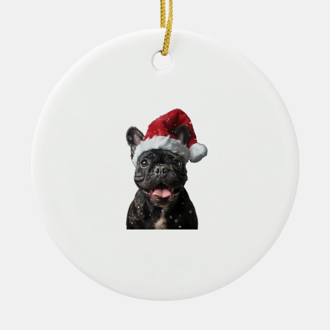 French Bulldog Christmas  Ceramic Tree Decoration (Front)