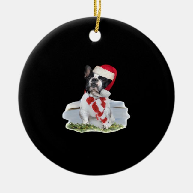 French Bulldog Christmas Day Holidays Gifts Classi Ceramic Tree Decoration (Front)