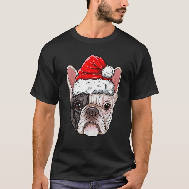 French Bulldog Christmas Dog Santa Hat Xmas Boys K T-Shirt (Front)