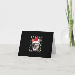 french bulldog christmas dog santa with hat gift card