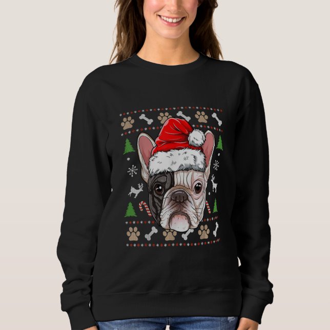french bulldog christmas dog santa with hat gift sweatshirt (Front)
