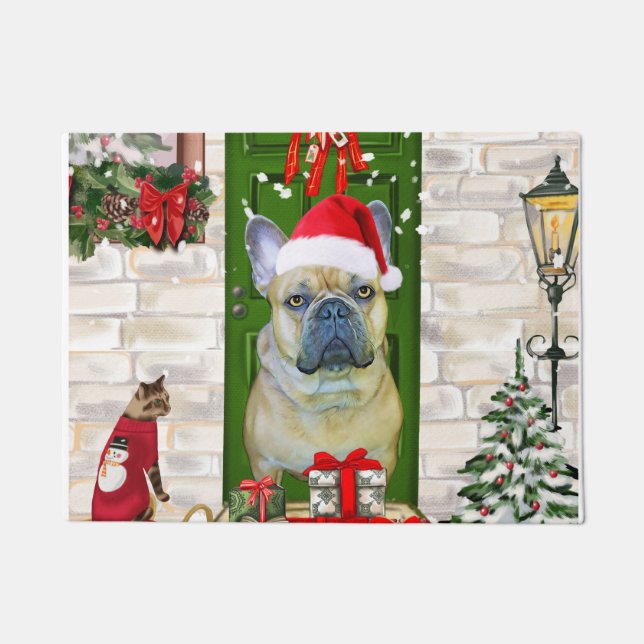 French Bulldog Christmas Doormat (Front)