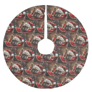 French Bulldog Christmas Festive  Brushed Polyester Tree Skirt