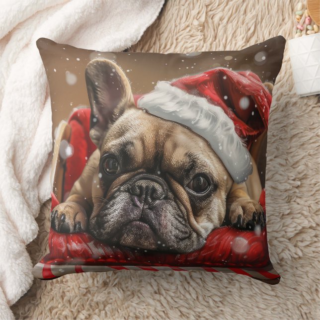 French Bulldog Christmas Festive  Cushion (Blanket)
