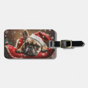 French Bulldog Christmas Festive Luggage Tag