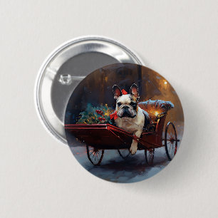 French Bulldog Christmas Festive Season 6 Cm Round Badge