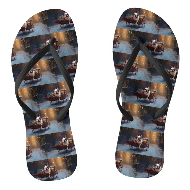 French Bulldog Christmas Festive Season Jandals (Footbed)