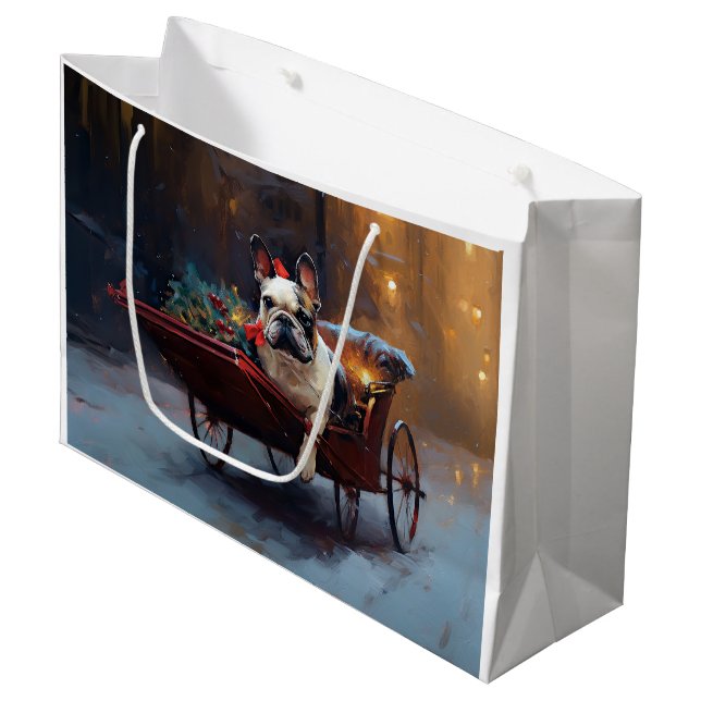 French Bulldog Christmas Festive Season Large Gift Bag (Front Angled)