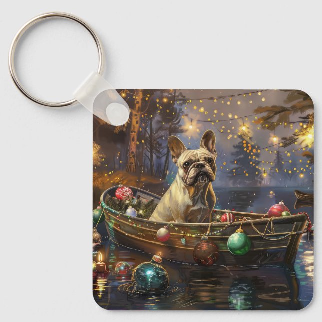 French Bulldog Christmas Festive Voyage  Key Ring (Front)