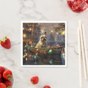 French Bulldog Christmas Festive Voyage Napkin