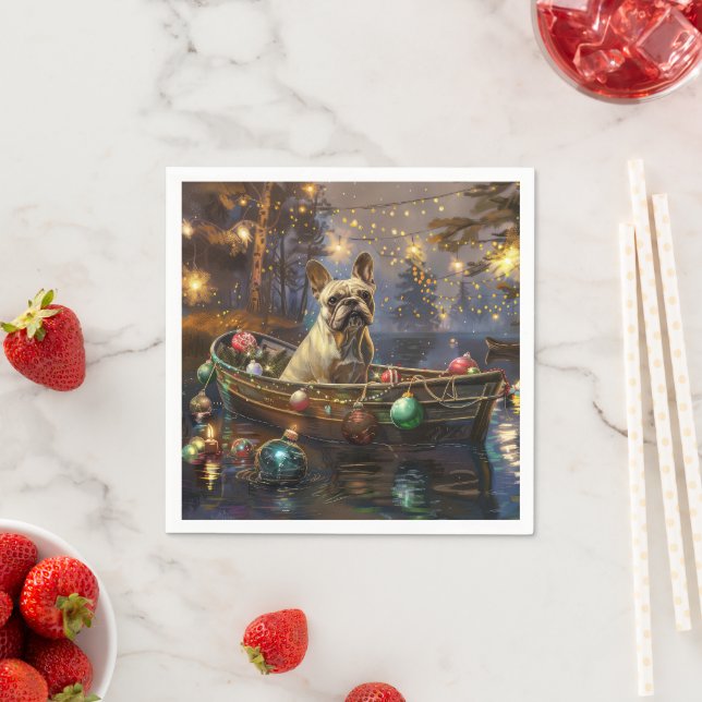 French Bulldog Christmas Festive Voyage  Napkin (Insitu)