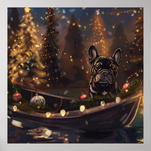 French Bulldog Christmas Festive Voyage Poster