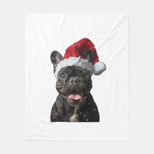 French Bulldog Christmas  Fleece Blanket