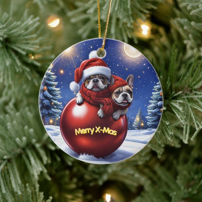 French Bulldog Christmas French Bulldog Ceramic Tree Decoration (Tree)