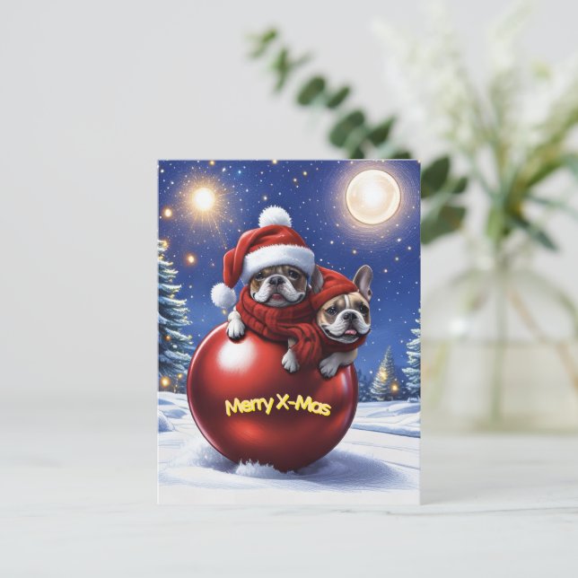 French Bulldog Christmas French Bulldog Postcard (Standing Front)
