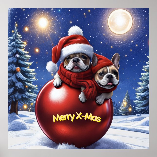 French Bulldog Christmas French Bulldog Poster (Front)