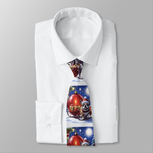 French Bulldog Christmas French Bulldog Tie (Tied)