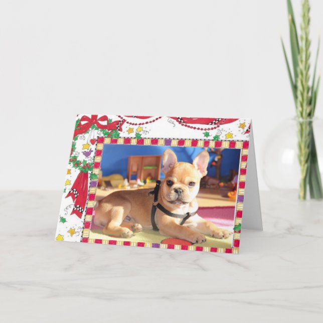 French Bulldog Christmas greeting card (Front)