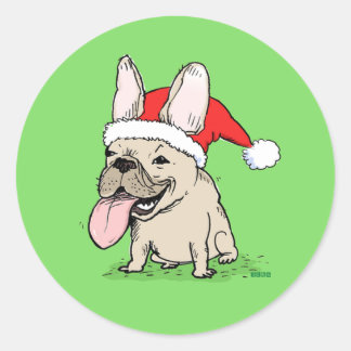 French Bulldog Christmas Holiday | Funny Dog Xmas Classic Round Sticker