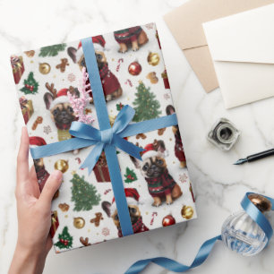 French Bulldog Christmas Holiday Pattern Wrapping Paper
