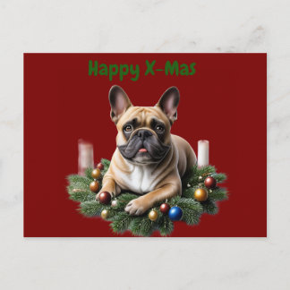 French Bulldog Christmas Holiday Postcard