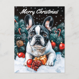 French Bulldog Christmas Holiday Postcard
