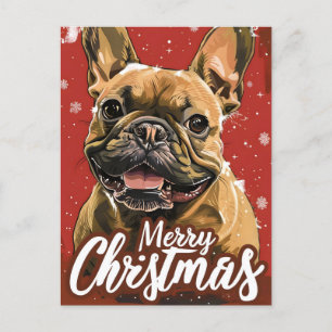 French Bulldog Christmas Holiday Postcard