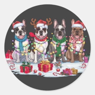 French Bulldog Christmas Lights - Adorable Design Classic Round Sticker