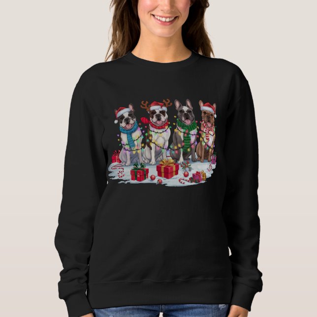 French Bulldog Christmas Lights - Adorable Design Sweatshirt (Front)