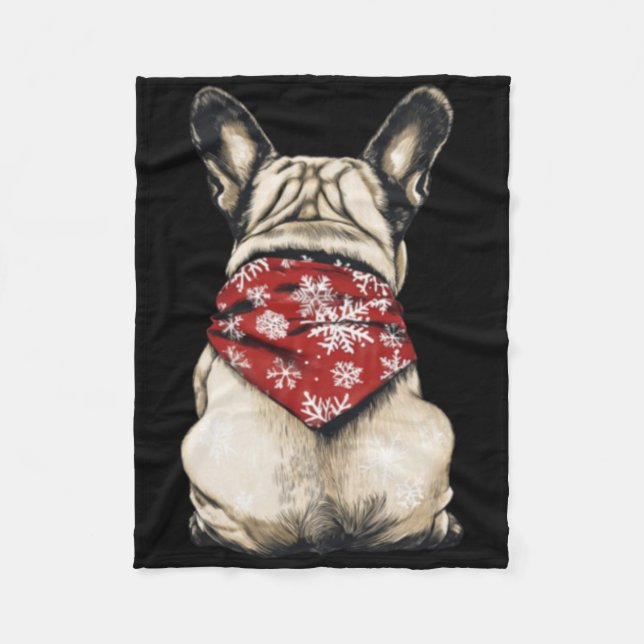 French Bulldog Christmas Lights Dog Lover Xmas Paj Fleece Blanket (Front)