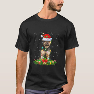French Bulldog Christmas Lights Funny Santa Hat Xm T-Shirt