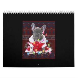 French Bulldog Christmas Lights Ugly Sweater Dog Calendar